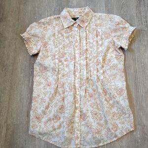Gap Coquette Womens Button Up Blouse Size Small Floral Cotton